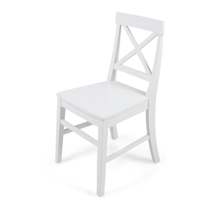 Roshan Farmhouse Acacia Wood Dining Chairs, White (Set of 2) - Image 4