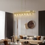 Oval Crystal Champagne Gold Kitchen Island Light