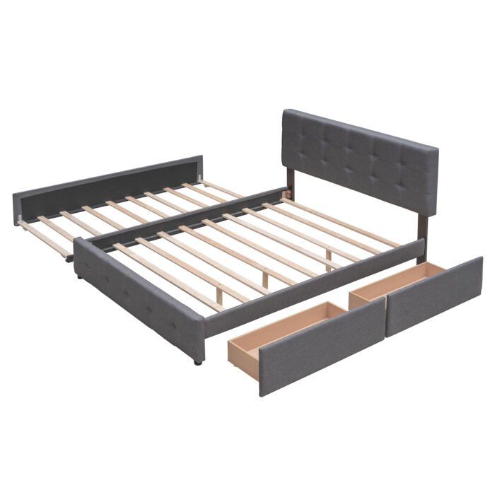 Queen Size Platform Bed with 2 Drawers and 1 Twin XL Trundle - Image 10