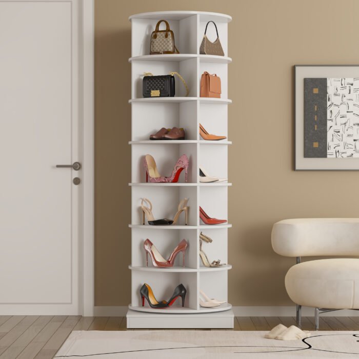 360 white rotating shoe cabinet with 7 layers (28 shoe pairs) - Image 2
