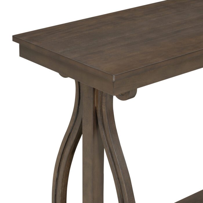 Farmhouse Style Entryway Table with Open Shelf and Sturdy Construction (Walnut) - Image 13