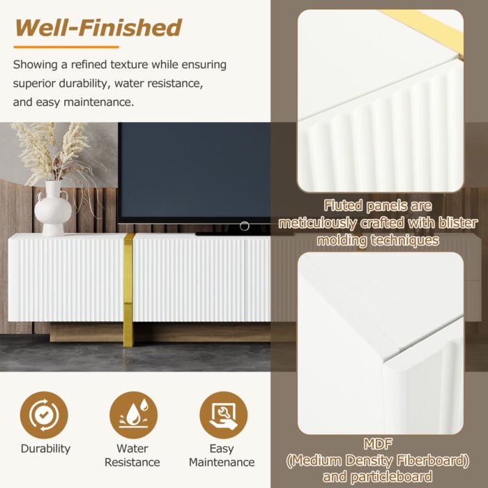 Luxury Fluted TV Stand for TVs Modern Entertainment Center (Up to 80'') - Image 6