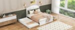 Wood Queen Size Platform Bed with Twin Size Trundle and 2 Drawers - Image 4