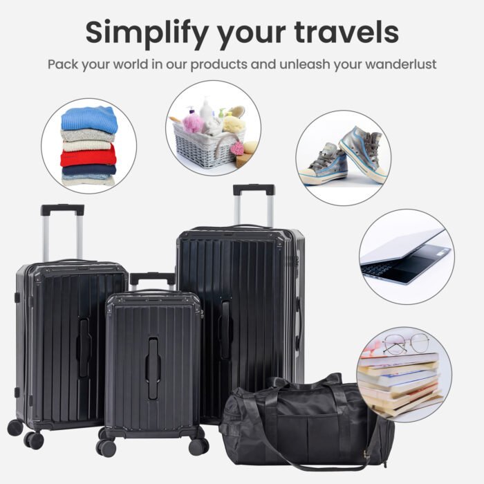 Durable Lightweight Luggage with Collapsible Cup Holder (20"/24"/29"/Travel Bag) - Image 5