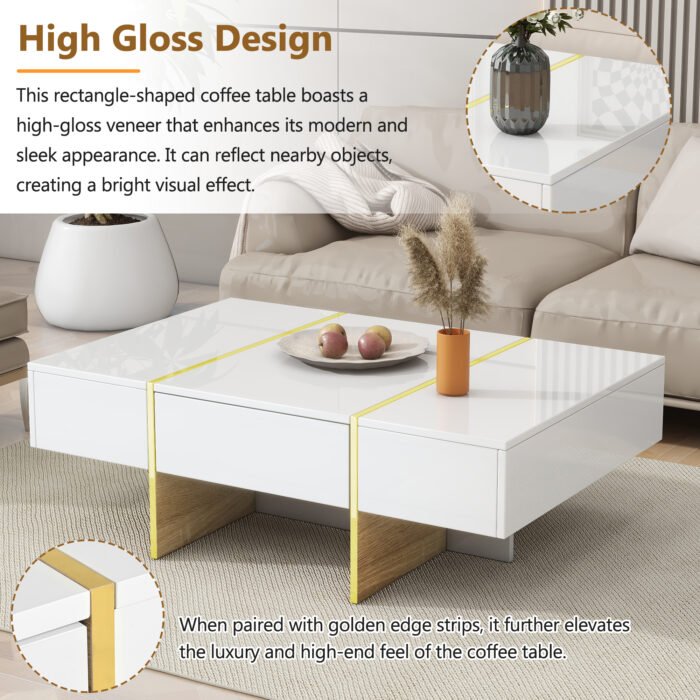 Multifunctional rectangular sofa table with 2 drawers - Image 4