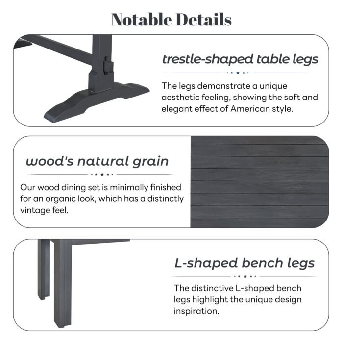 3-piece retro rectangular stand table and 2 wooden stools - Image 8