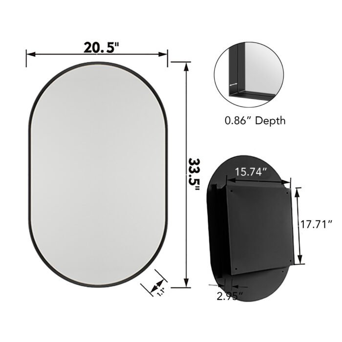 Oval embedded medicine cabinet with mirror (20x34) - Image 3