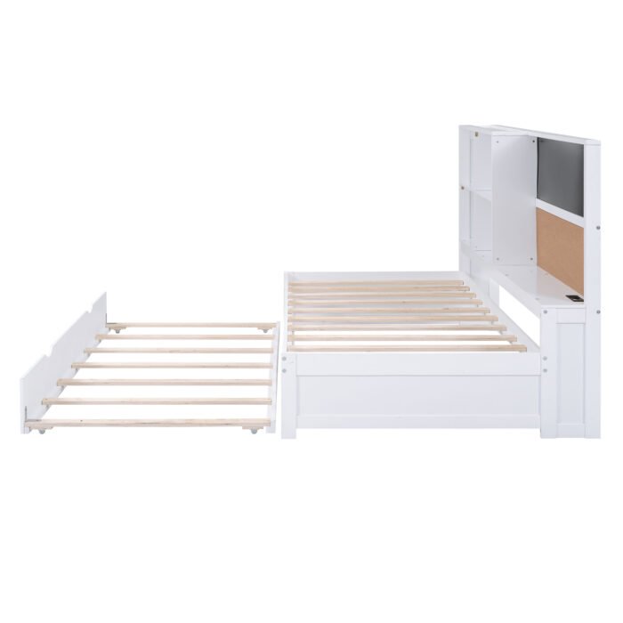 Twin Size Daybed with Storage Shelves and USB Ports and Twin Size Trundle - Image 14