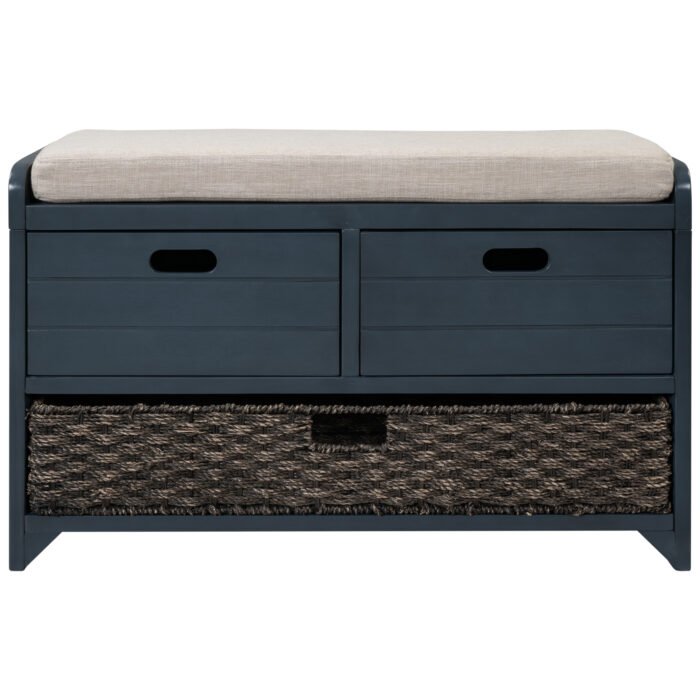 Storage Bench with Cushion, Removable Basket and 2 Drawers - Image 17