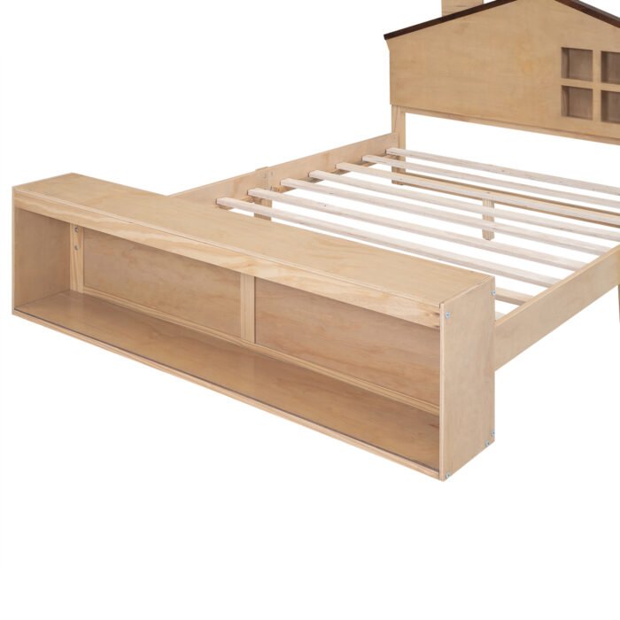 Full Size House Platform Bed with LED Lights and Storage - Image 11