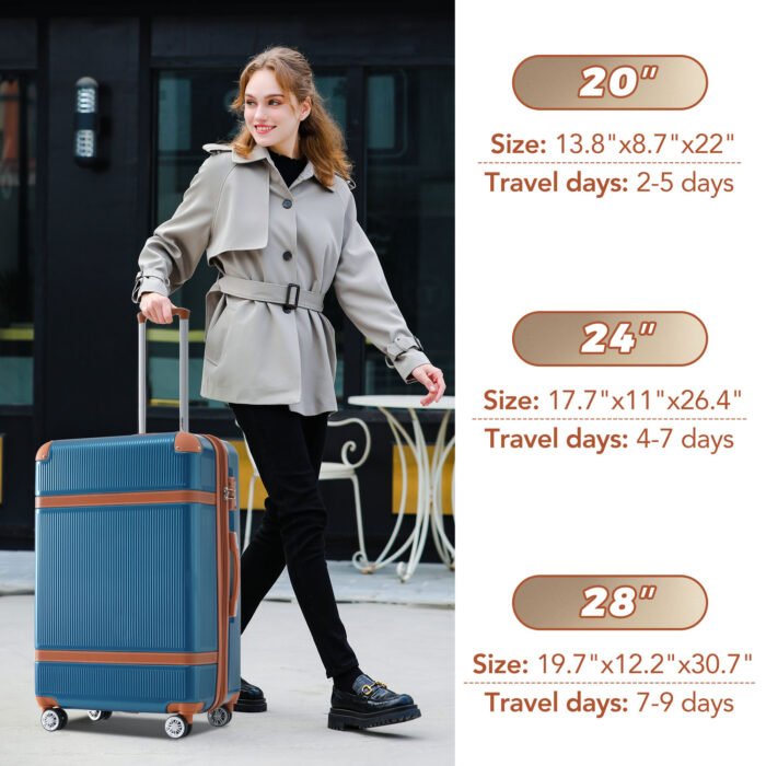 3 Piece Set Hardshell Lightweight Luggage with TSA Lock (20/24/28) - Image 3