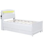 Twin Size Platform Bed with Drawers Storage and LED Headboard - Image 12