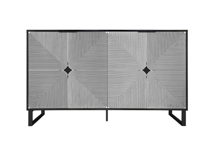 Carving 4-door side Buffet with black and white striped - Image 9