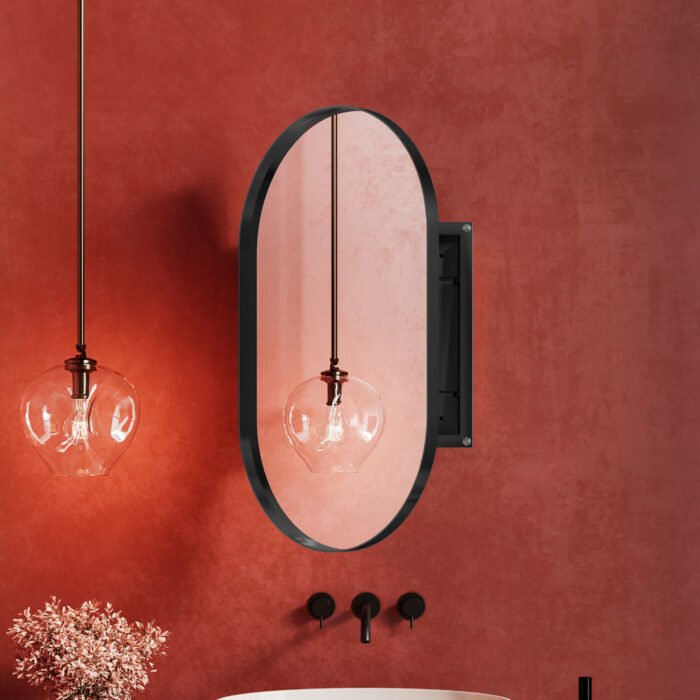 Oval embedded medicine cabinet with mirror (20x34) - Image 10