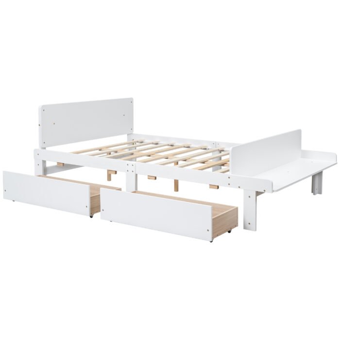 Full Bed with Footboard Bench 2 drawers White - Image 16