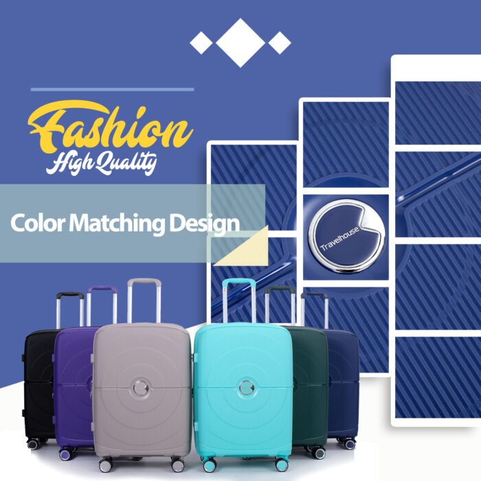 3 Piece Set Hardshell PP Luggage Sets Lightweight with TSA Lock (20/24/28) Navy - Image 3