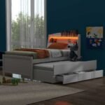 Twin Size Platform Bed with Drawers Storage and LED Headboard - Image 4