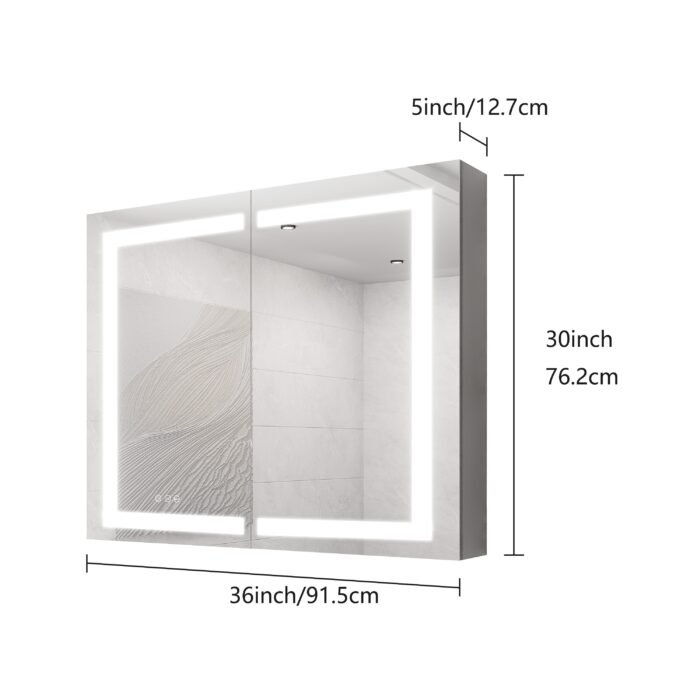 Medicine Cabinet with LED, Anti-Fog, Waterproof (36x30) - Image 13
