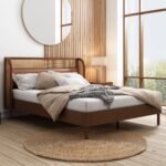 Modern Cannage Rattan Wood Platform Queen Bed - Image 2