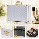 Portable makeup case with LED mirror and brush holder - Image 8