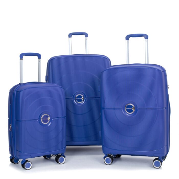 3 Piece Set Hardshell PP Luggage Sets Lightweight with TSA Lock (20/24/28) Navy - Image 9