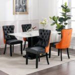 Tufted Solid Wood Contemporary PU and Velvet Upholstered Dining Chair (Set of 2) - Image 2