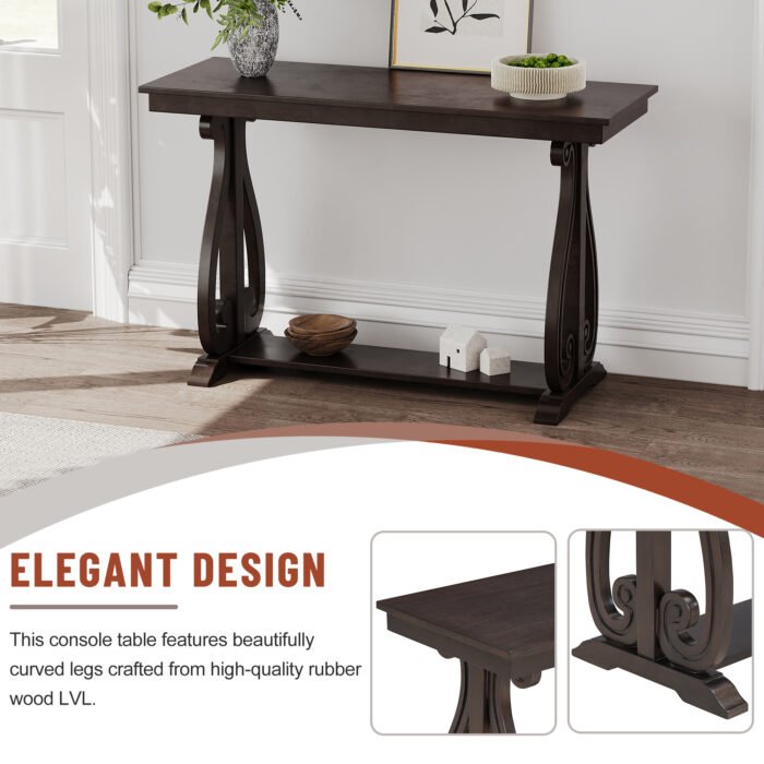 Farmhouse Style Entryway Table with Open Shelf and Sturdy Construction - Image 4