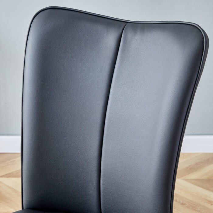 Modern minimalist dining chairs black PU leather (Set of 2) - Image 16