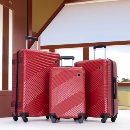 3 Piece Luggage Set Lightweight with Two Hooks Spinner Wheels (20/24/28)