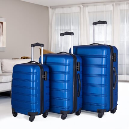 Blue 3 Piece Luggage Set Hardside Spinner Suitcase with TSA Lock (20/24/28)