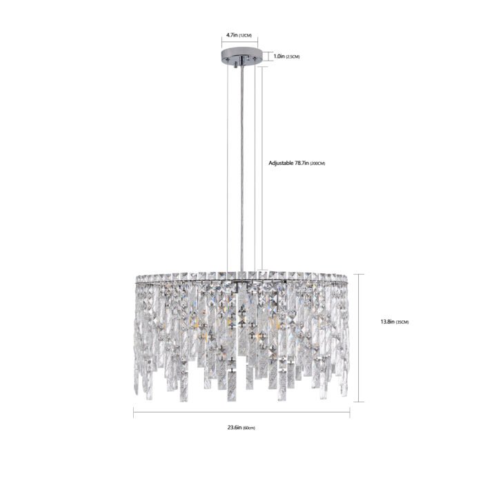 Deluxe round silver crystal chandelier - Image 7