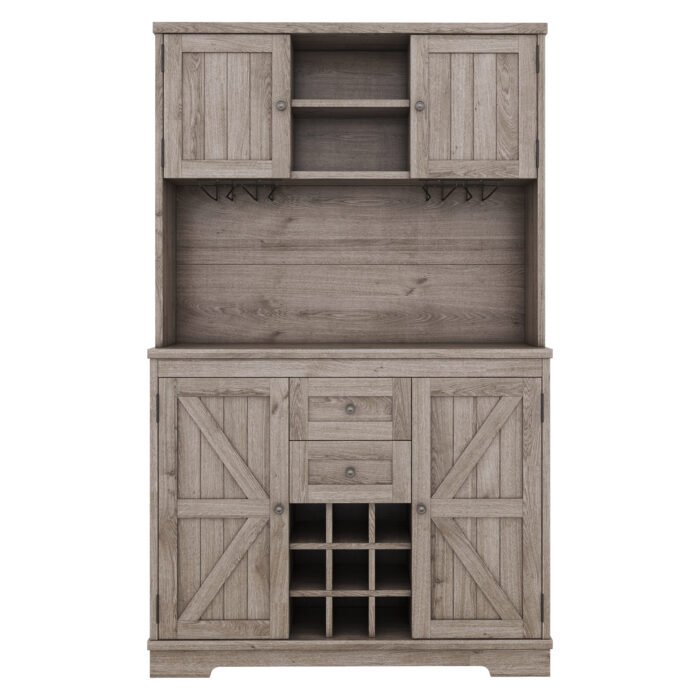 Coffee bar cabinet with storage and wine cabinet - Image 4