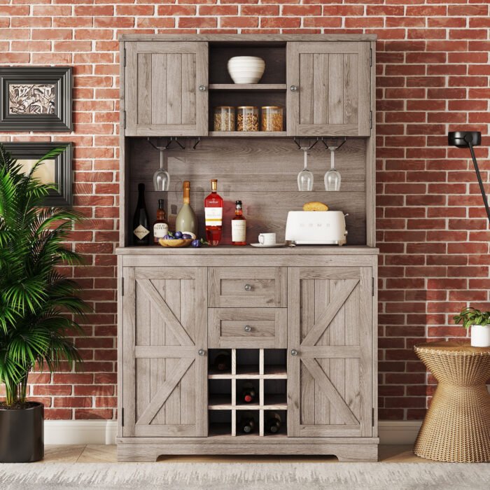 Coffee bar cabinet with storage and wine cabinet - Image 2