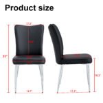 Modern minimalist dining chairs black PU leather (Set of 2) - Image 11