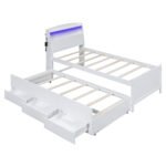Twin Size Platform Bed with Drawers Storage and LED Headboard - Image 9
