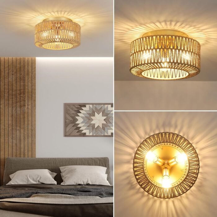 Boho Farmhouse Ceiling Light Fixtures Mount (3-Lights) - Image 9