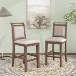 Wooden Counter Height Drop Leaf Dining Table with 2 Upholstered Chairs - Image 23