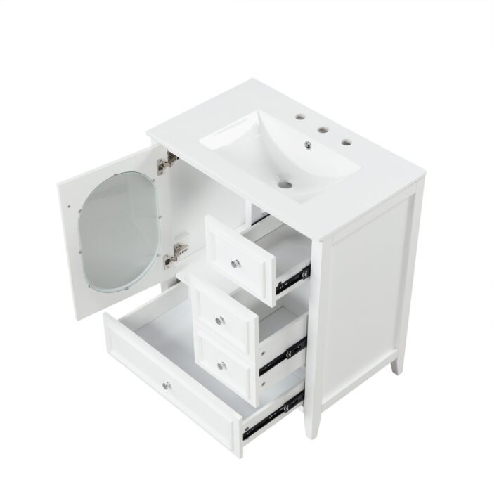 Bathroom Vanity with Sink with Three Drawers and Door - Image 10