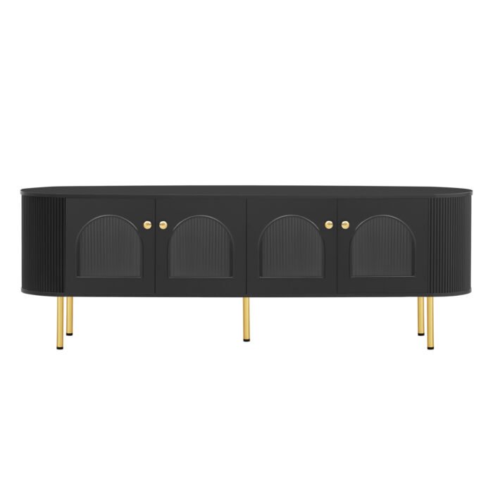 U-Can Modern TV Stand with 4 Cabinets and Metal Legs and Handles (up to 80 Inches) - Image 8