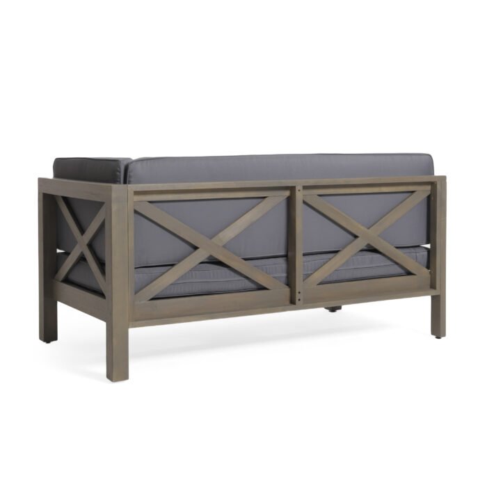 Back Right Corner Wooden Bench, Dark Grey - Image 6