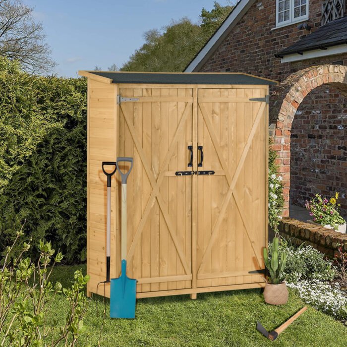 Outdoor Wooden Storage Shed with Waterproof Asphalt Roof - Image 2