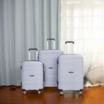3 Piece Set Hardshell PP Luggage Sets Lightweight with TSA Lock (20/24/28) Silver