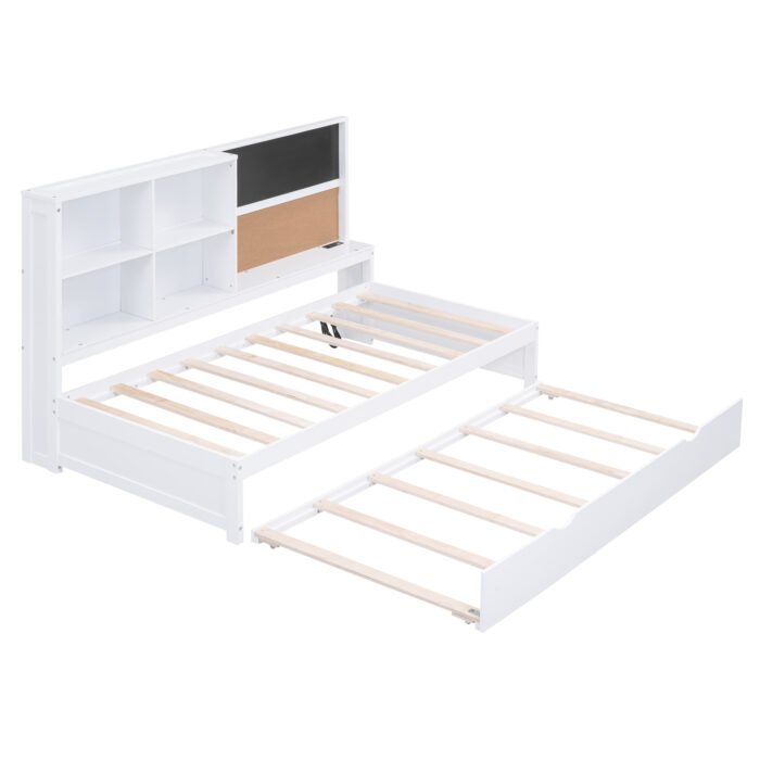 Twin Size Daybed with Storage Shelves and USB Ports and Twin Size Trundle - Image 10