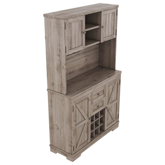 Coffee bar cabinet with storage and wine cabinet - Image 5