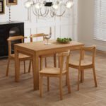 5-piece expandable dining table set with wheels and 4 dining chairs - Image 2