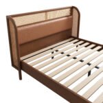 Modern Cannage Rattan Wood Platform Queen Bed - Image 8