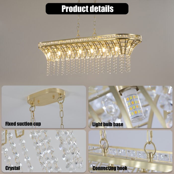 Oval Crystal Champagne Gold Kitchen Island Light - Image 4