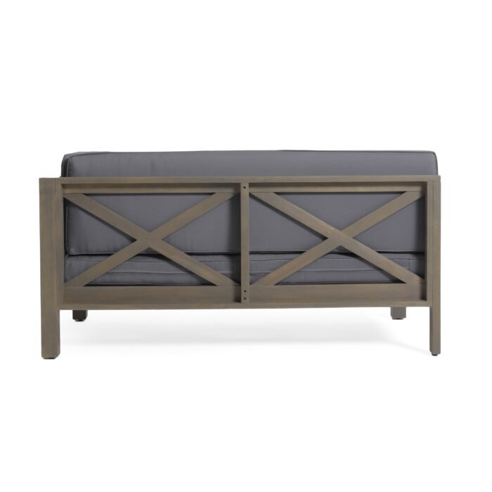 Back Right Corner Wooden Bench, Dark Grey - Image 5