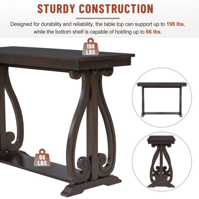 Farmhouse Style Entryway Table with Open Shelf and Sturdy Construction - Image 6