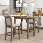 Wooden Counter Height Drop Leaf Dining Table with 2 Upholstered Chairs - Image 6